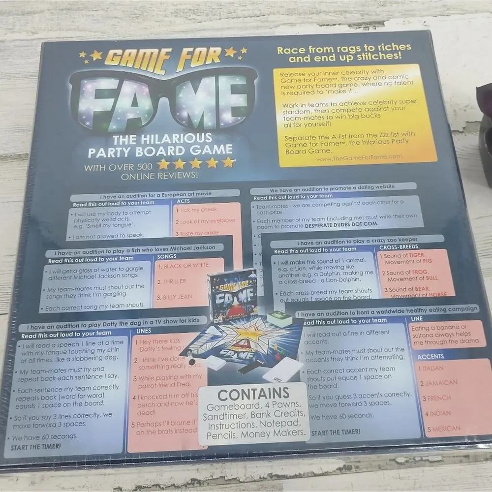 Game For Fame NEW Board Game Party
